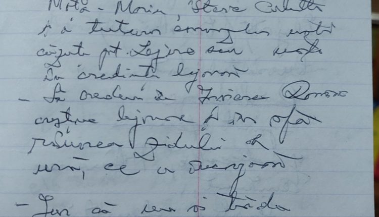 File dintr-unul din caietele lui Ion Gavrilă Ogoranu. Despre Frăția de Cruce